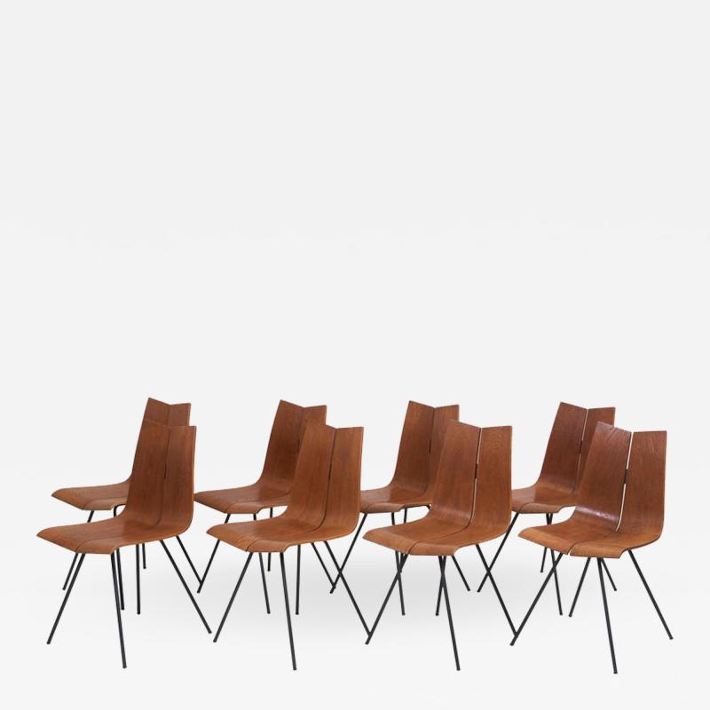 Hans Bellmann Set of Eight GA Chairs by Hans Bellmann for Horgen Glarus Switzerland 1950s