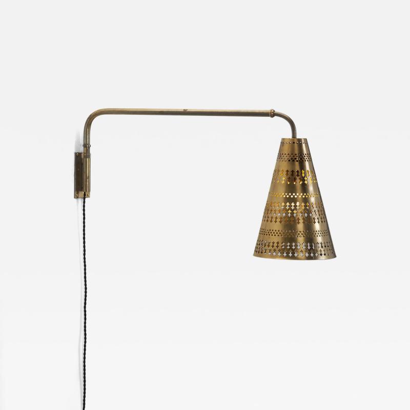 Hans Bergstr m Brass Wall Light by Hans Bergstr m Attr for Atelje Lyktan Sweden ca 1950s