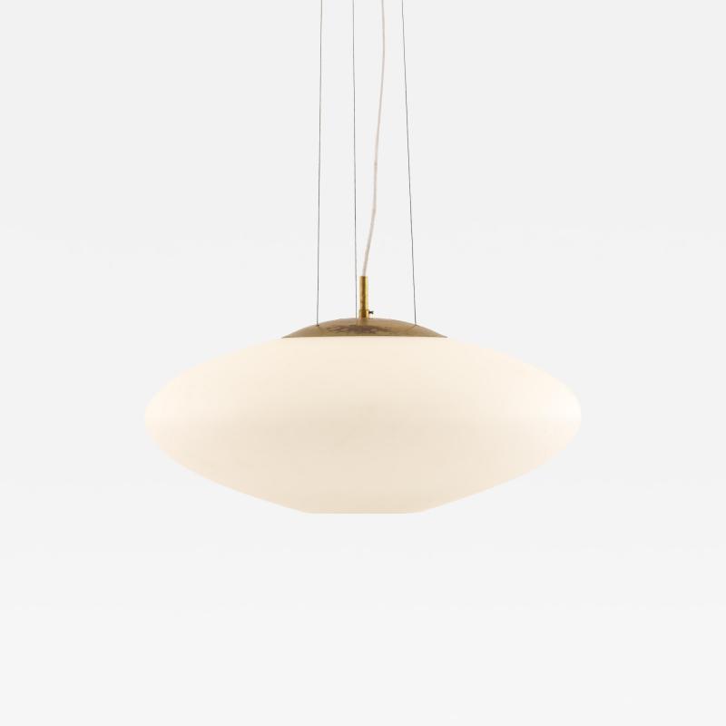 Hans Bergstr m Ceiling Lamp in Brass and Opaline Glass by Hans Bergstr m 1950s