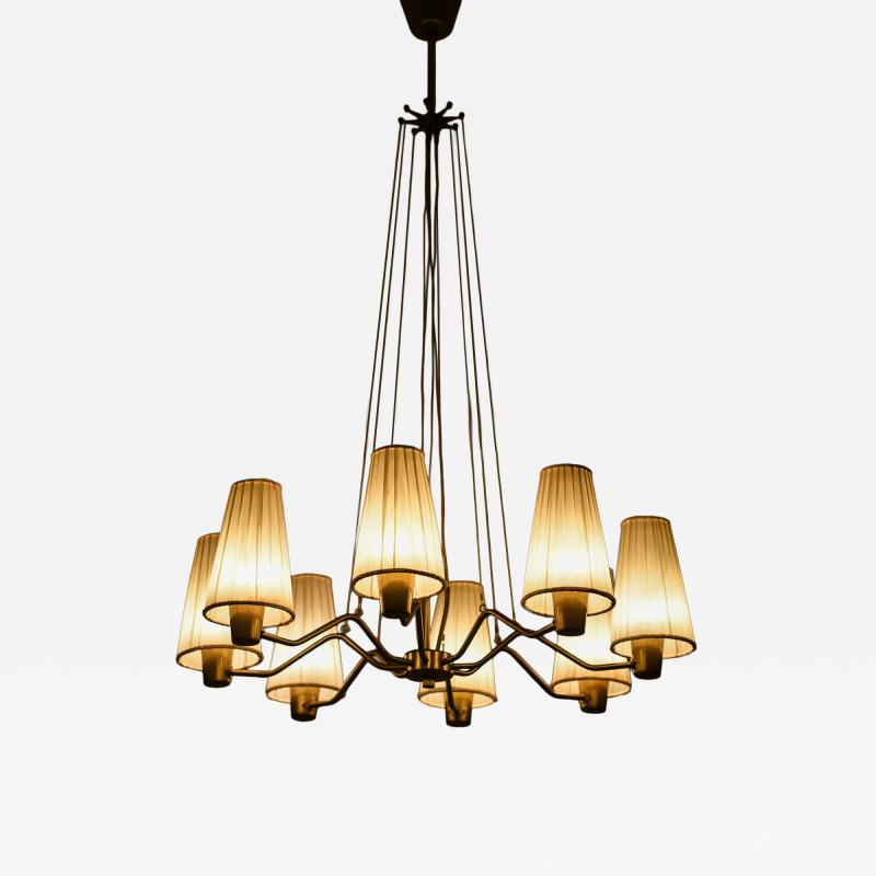 Hans Bergstr m Hans Bergstr m Brass Fabric Ceiling Lamp by ASEA 1950s