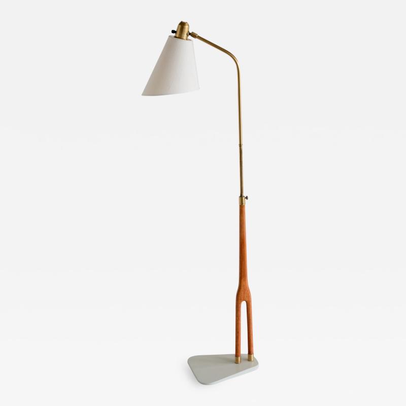 Hans Bergstr m Hans Bergstr m Floor Lamp in Teak and Brass ASEA Sweden 1950s