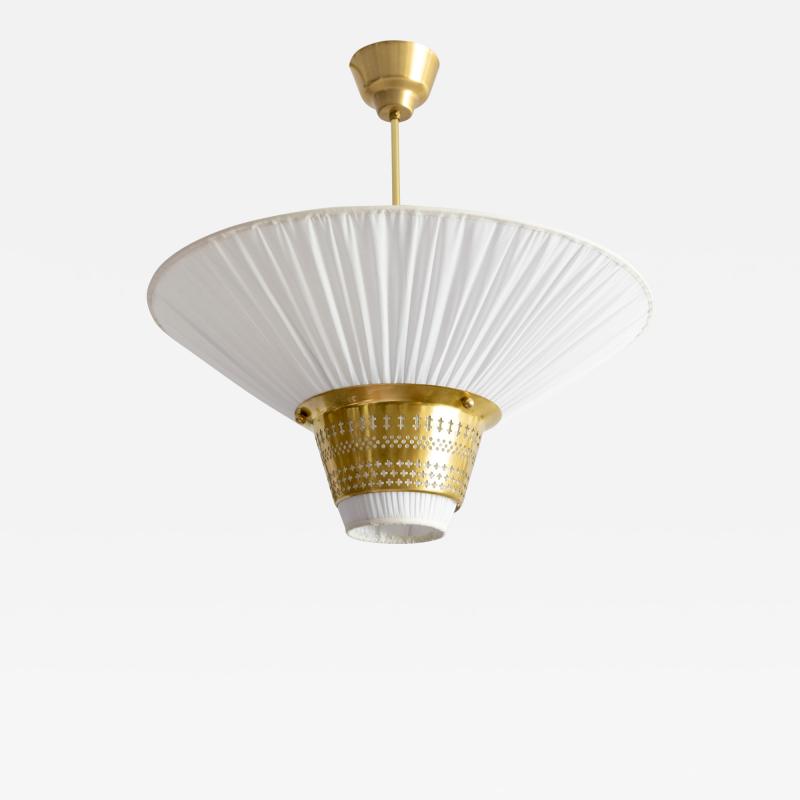 Hans Bergstr m Hans Bergstrom for Atelj Lyktan funnel form pierced brass and pleated pendant 