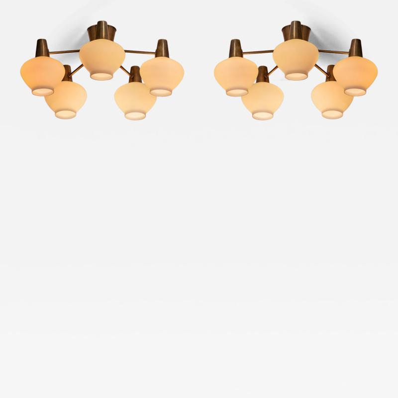 Hans Bergstr m Pair of Ceiling Lamps by Hans Bergstr m for Asea Sweden Mid 20th Century