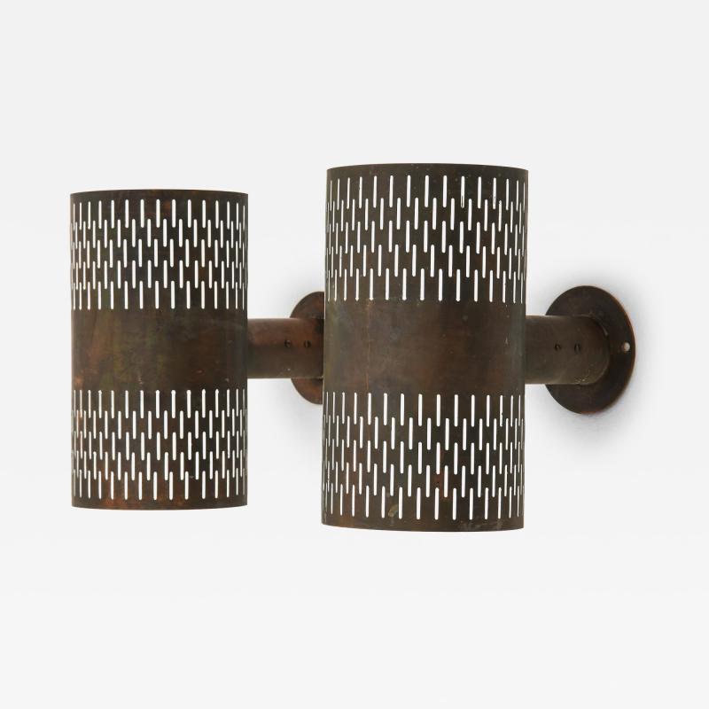 Hans Bergstr m Pair of Wall Lamps in Copper by Hans Bergstr m 1940s