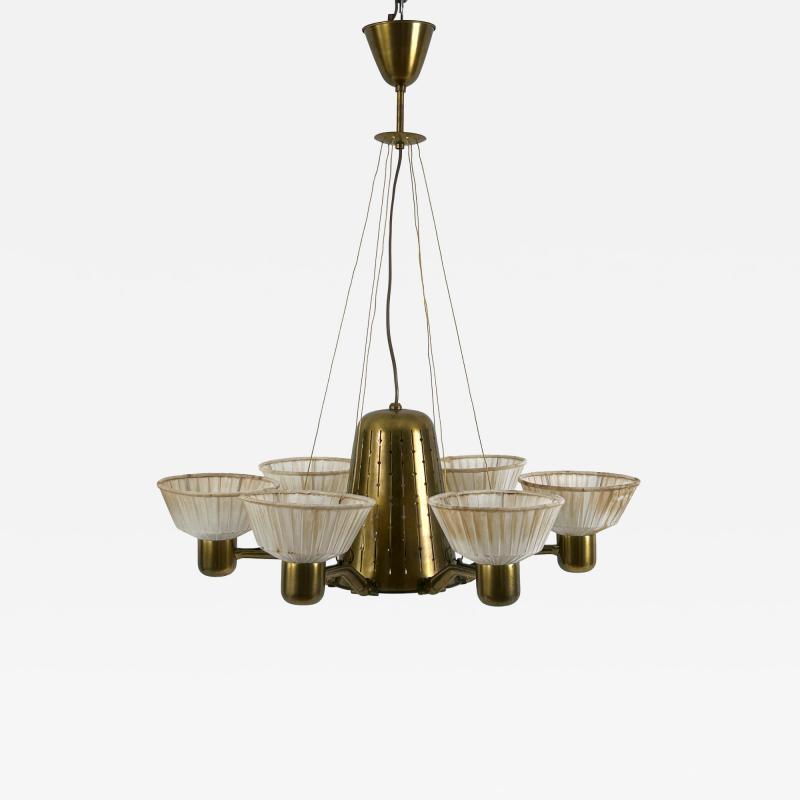 Hans Bergstr m Rare Mid Century Modern Six Armed Chandelier by Hans Bergstr m Sweden 1950s