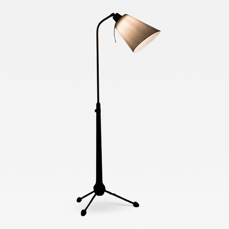 Hans Bergstr m Scandinavian Modern Floor Lamp in Brass Mahogany by Hans Bergstr m 1940s