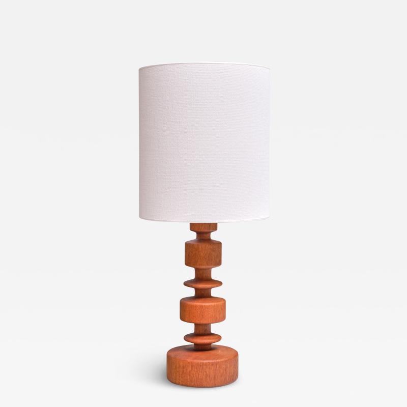 Hans Bergstr m Sculptural Hans Bergstr m Oak Table Lamp Model 762 Atelj Lyktan Sweden 1960s