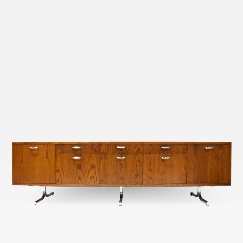 Hans Eichenberger Hans Eichenberger for Stendig Oak Credenza with Stylized Chrome Legs