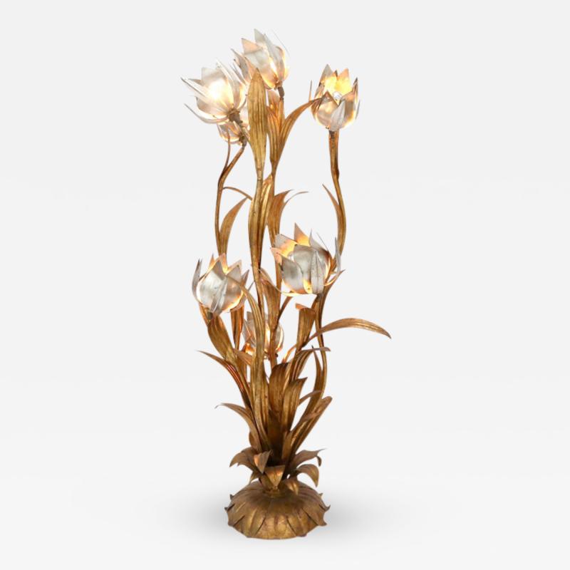 Hans K gl Hollywood Regency Gilt Floral Floor Lamp