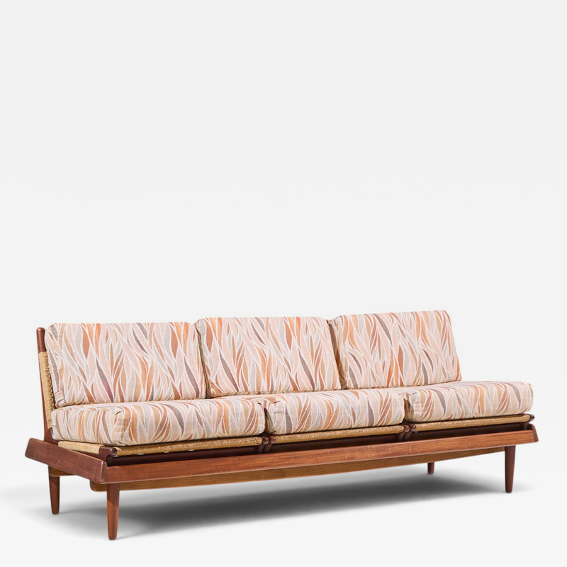 Hans Olsen Hans Olsen Model 161 Mid Century Danish Teak and Cane Modular 3 Seat Sofa