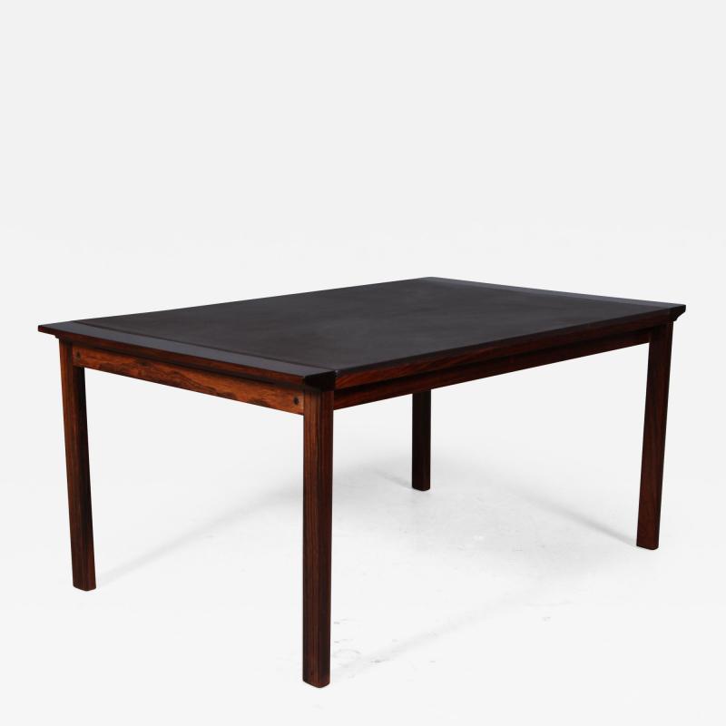 Hans Olsen Hans Olsen Rosewood coffee table and brown leather