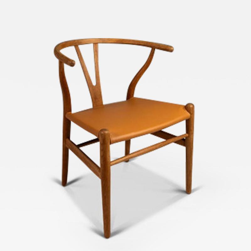 Hans Wegner Bespoke CH24 Wishbone Desk Chair in Oak Leather by Hans Wegner