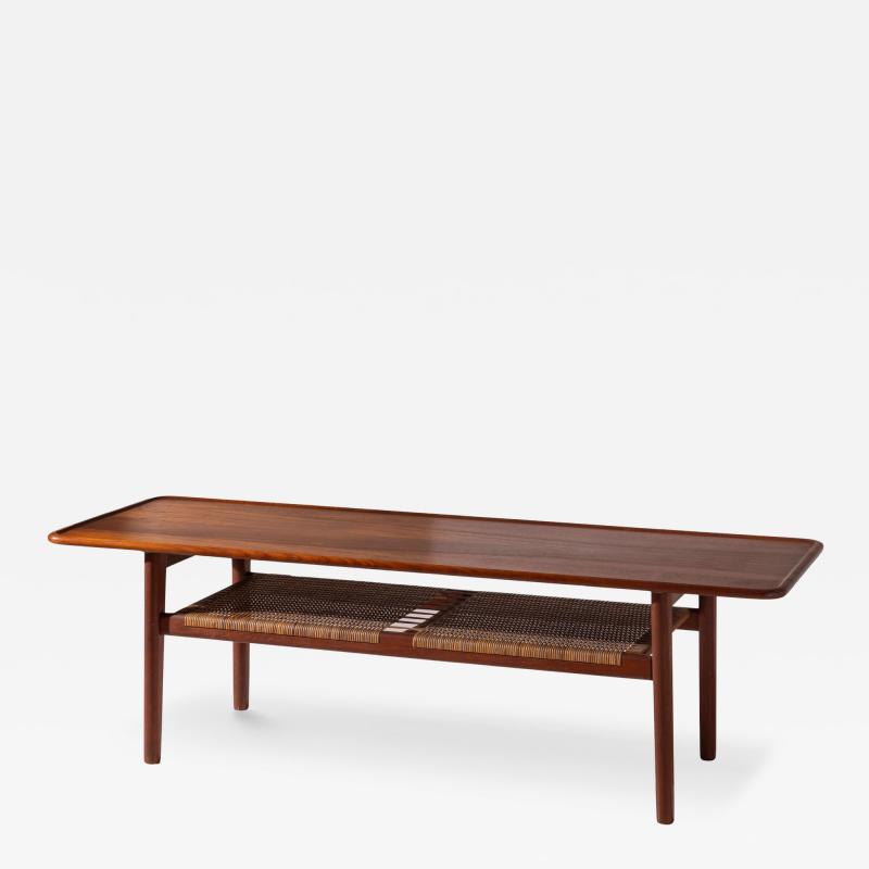Hans Wegner Hans J Wegner coffee Table model AT 10 in Teak and Cane by Andreas Tuck 1950s