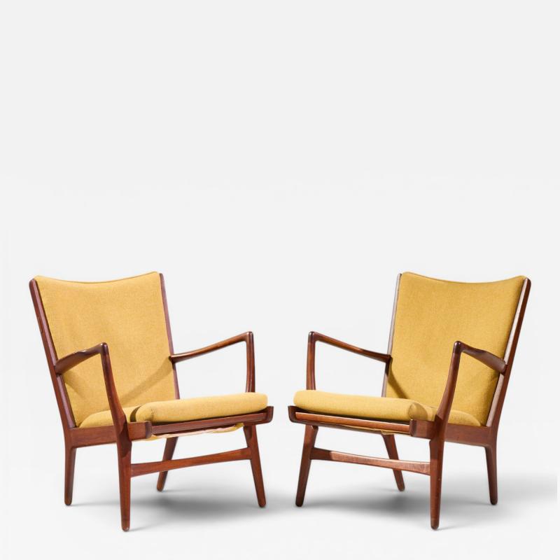 Hans Wegner Hans Wegner AP 16 Mid Century Danish Teak Lounge Chairs Pair