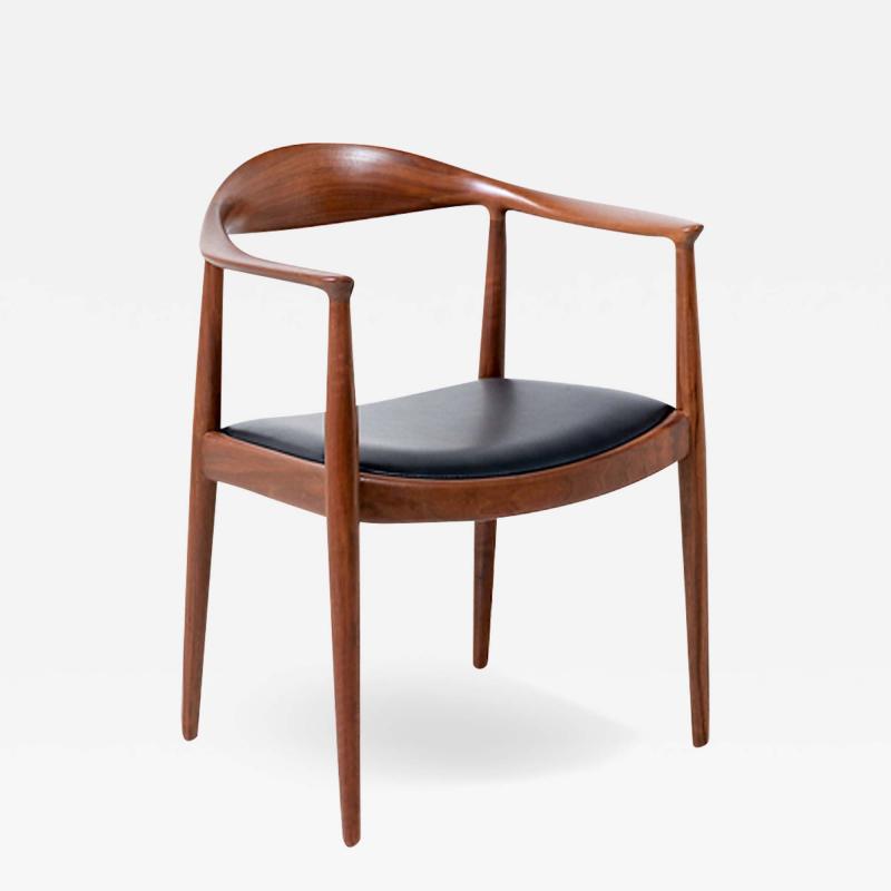 Hans Wegner Hans Wegner Round Walnut Leather Armchair for Johannes Hansen