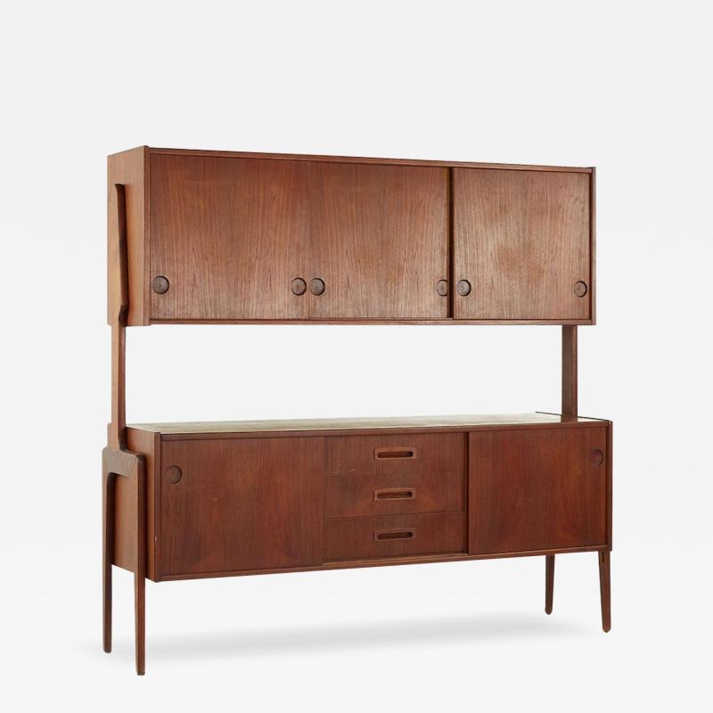 Hans Wegner Hans Wegner Style Mid Century Teak Sliding Door Buffet and Hutch