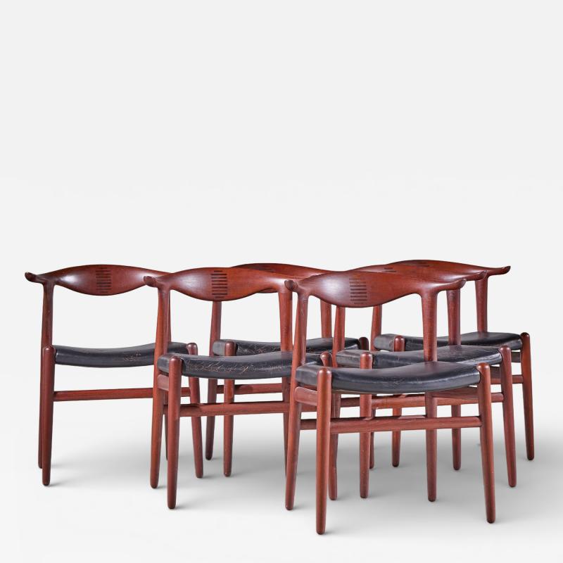 Hans Wegner Hans Wegner for Johannes Hansen Danish Cow Horn Dining Chairs Set of 6