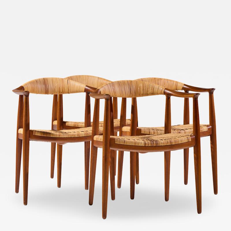 Hans Wegner Hans Wegner for Johannes Hansen JH 501 Cane and Teak Dining Chairs Set of 4