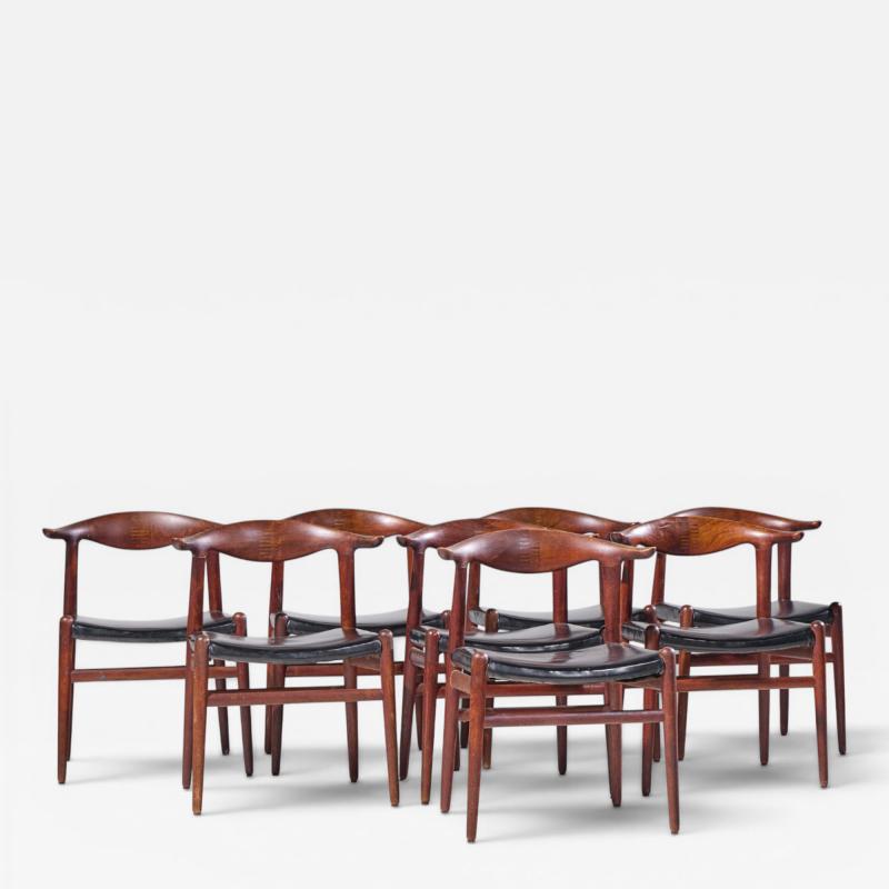 Hans Wegner Hans Wegner for Johannes Hansen Mid Century Cow Horn Dining Chairs Set of 8