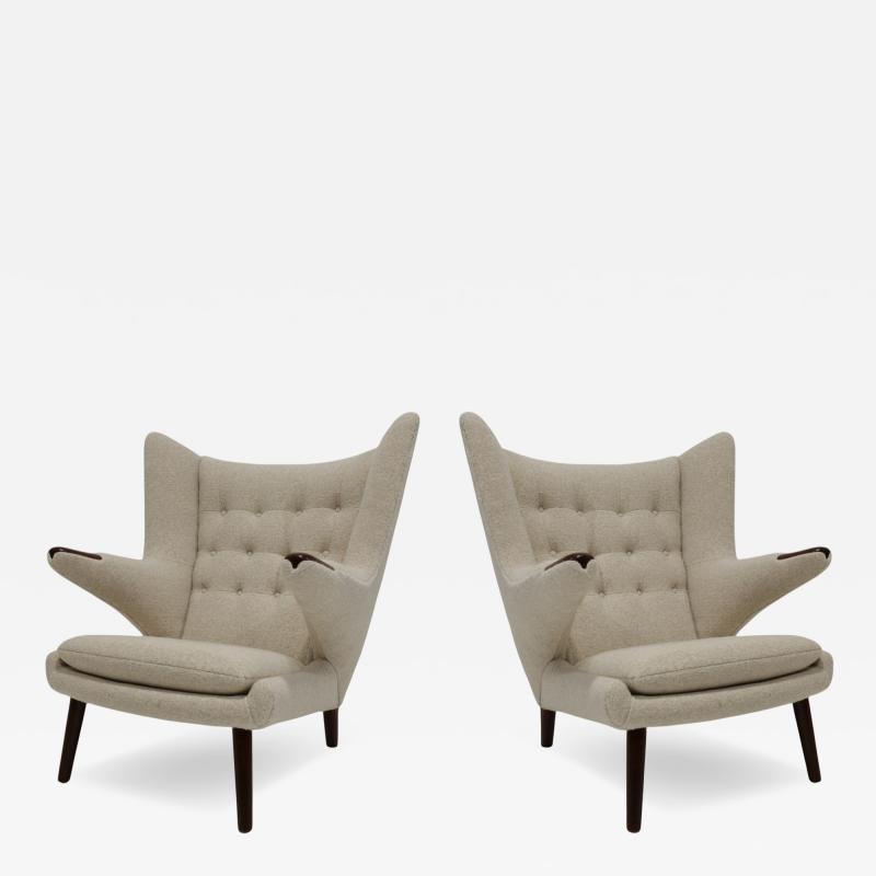 Hans Wegner Pair of Hans J Wegner AP19 Papa Bear Chairs in Holly Hunt Alpaca