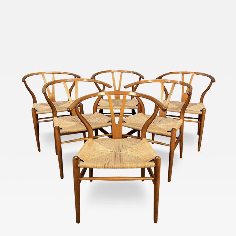 Hans Wegner SET OF 6 VINTAGE DANISH MID CENTURY MODERN CH24 WISHBONE CHAIRS