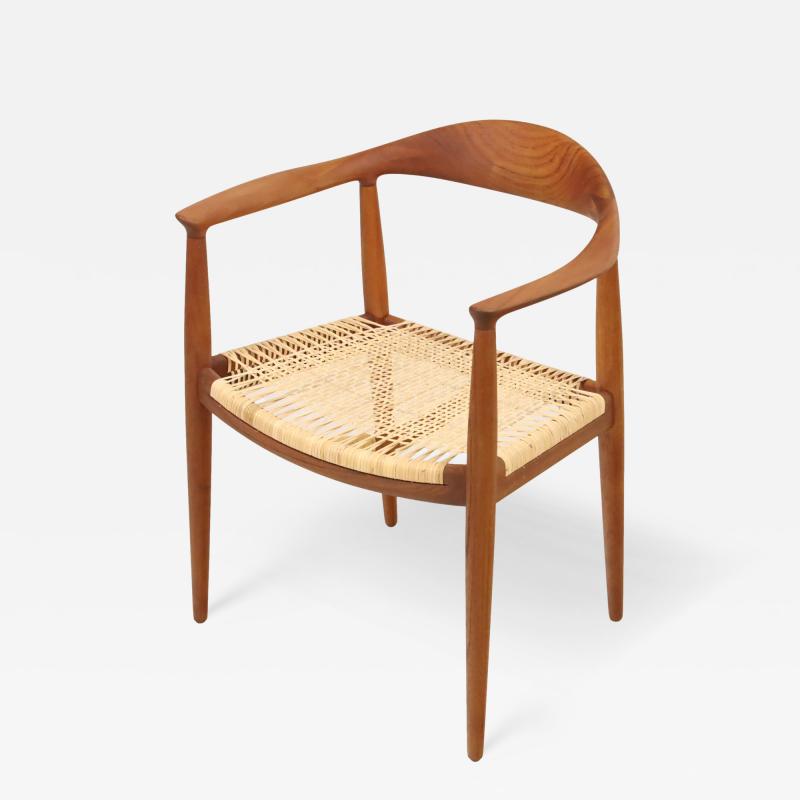 Hans Wegner Scandinavian Modern Teak Cane Occasional Chair Designed by Hans Wegner