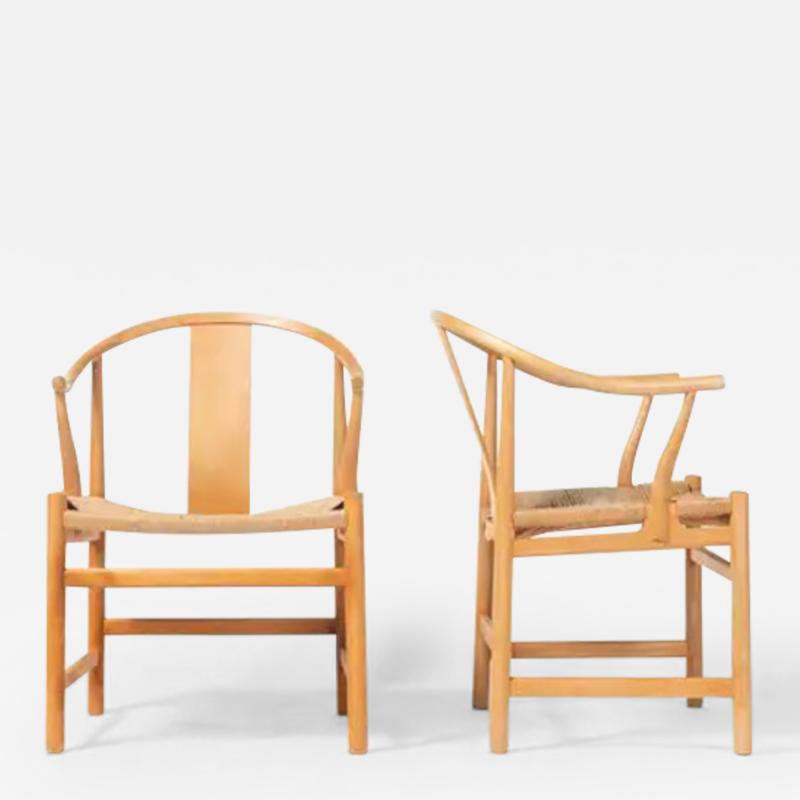 Hans Wegner Set of 6 Wegner PP66 Chinese Chairs for PP Mobler in Oak and Papercord