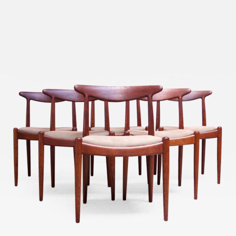 Hans Wegner Set of Six Hans Wegner W2 Dining Chairs for C M Madsen in Oak