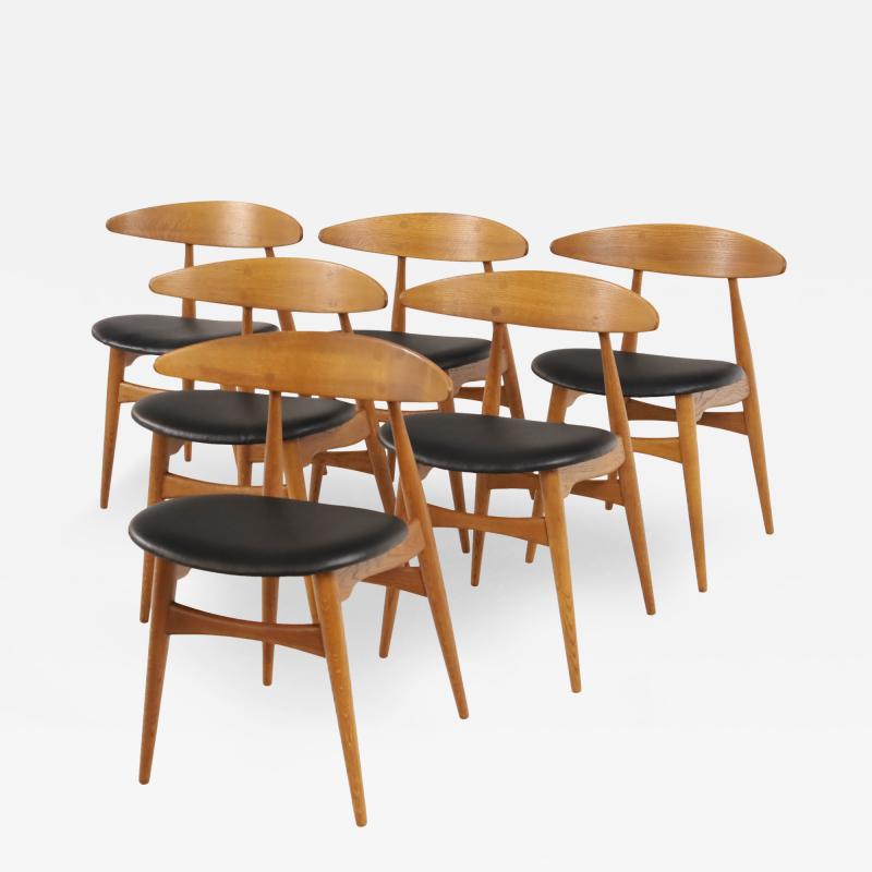 Hans Wegner Set of Six Rarely Seen Scandinavian Modern Dining Chairs by Hans Wegner