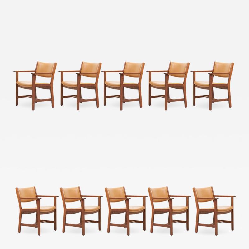 Hans Wegner Set of Ten GE 1960s Armchairs in Leather by Hans Wegner for by GETAMA Denmark