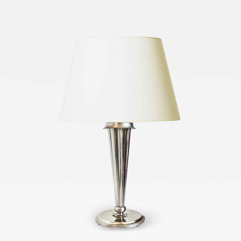 Harald Notini Art Deco Silvered Torch Lamp by Harald Notini for Bohlmarks