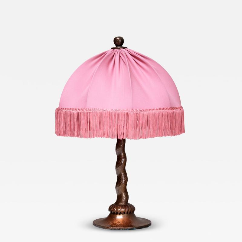 Harald Notini Harald Notini Hammered Copper Table Lamp Model 6839 B hlmarks Sweden 1920s