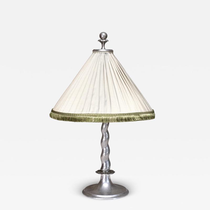 Harald Notini Harald Notini Hammered Tin Table Lamp Model 6891 B hlmarks Sweden 1920s