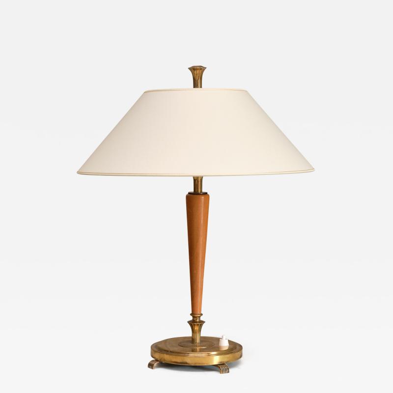 Harald Notini Harald Notini Table Lamp in Brass and Elm Model 15409 B hlmarks Sweden 1940s