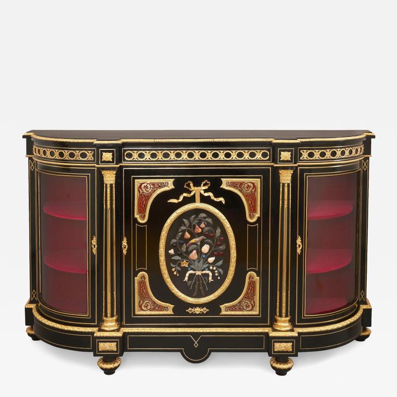 Hardstone ormolu and Boulle mounted ebonised wood sideboard