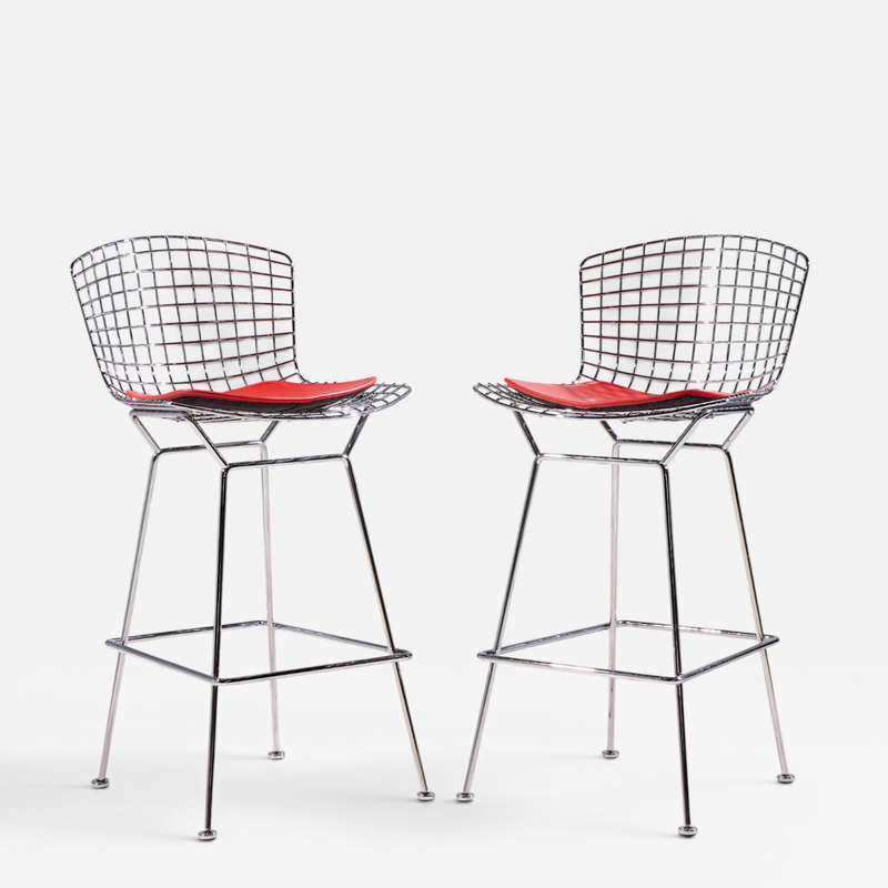 Harry Bertoia Harry Bertoia for Knoll Mid Century Chrome Bar Stools Pair