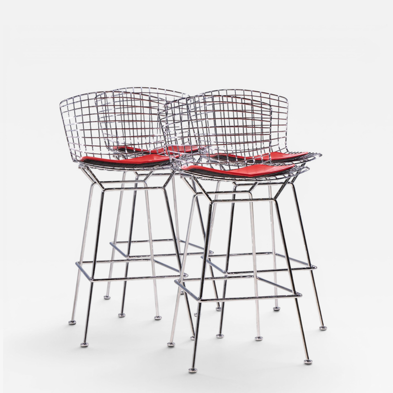Harry Bertoia Harry Bertoia for Knoll Mid Century Chrome Bar Stools Set of 4