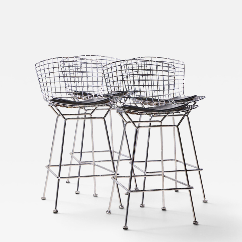 Harry Bertoia Harry Bertoia for Knoll Mid Century Chrome Bar Stools Set of 4