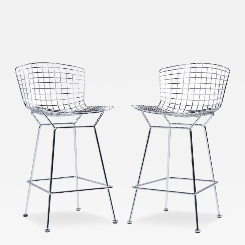 Harry Bertoia Harry Bertoia for Knoll Mid Century Chrome Counter Stools Pair