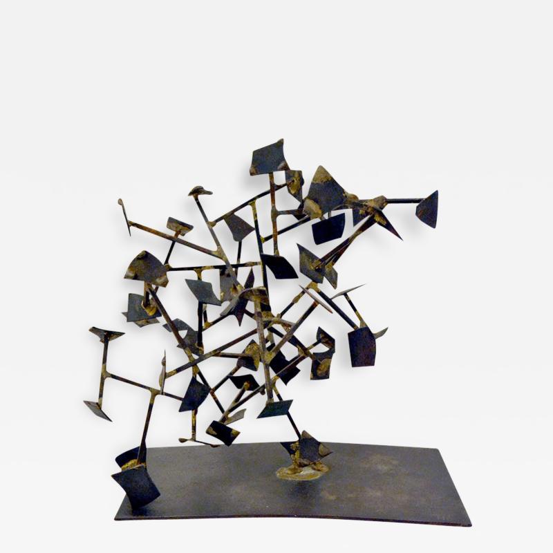 Harry Bertoia Unique Welded Steel and Brass Sculpture by Harry Bertoia