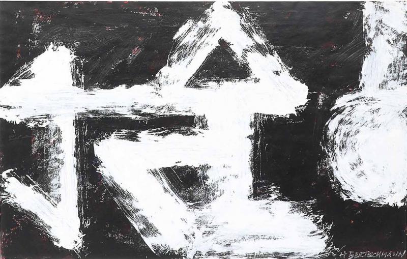 Harry Bertschmann Mid Century Dakota Series B W Abstract Acrylic on Paper by Harry Bertschmann