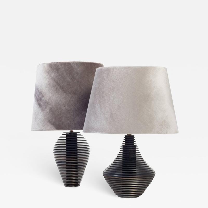 Harry Clark Pair of Disk Table Lamps by Harry Clark