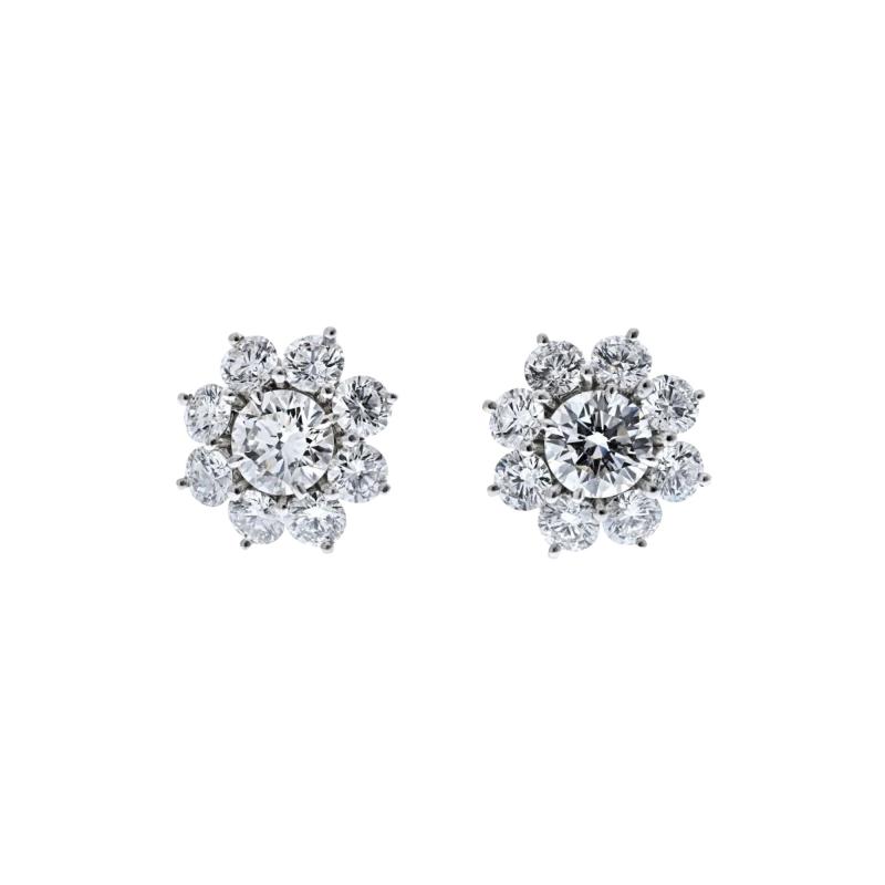 Harry Winston HARRY WINSTON 3 63 CARAT SUNFLOWER ROUND DIAMOND CLUSTER STUD EARRINGS