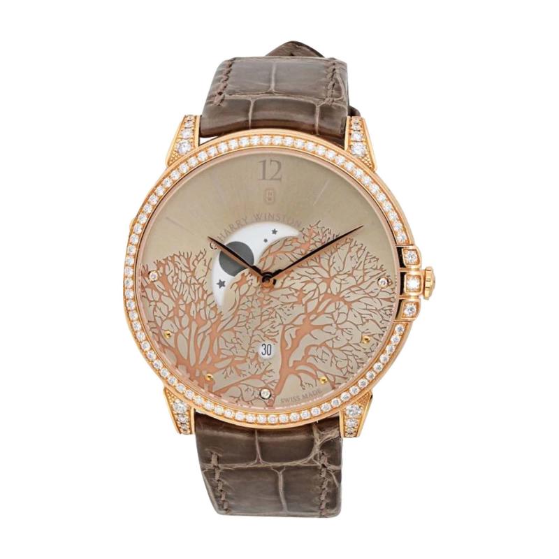 Harry Winston Harry Winston 18K Rose Gold Midnight Champagne Sunray Dial Watch