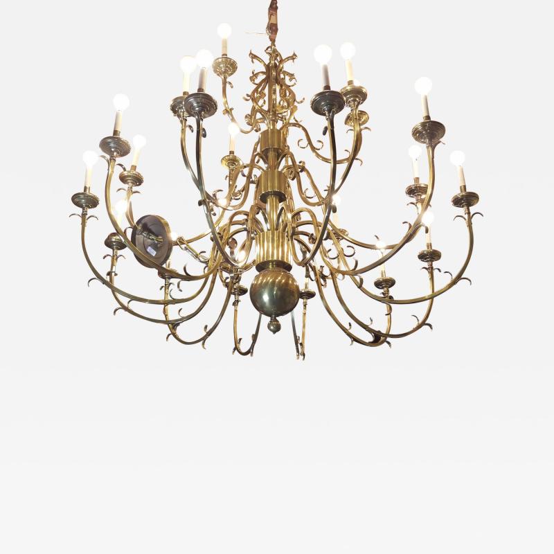 Hart Associates Large Hollywood Regency Polished Brass Chandelier 21 Arms Hart Associates 1960s