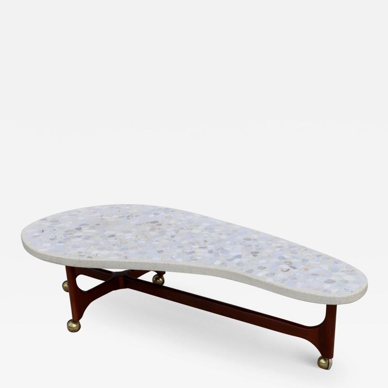 Harvey Probber 1960s Harvey Probber Style Terrazzo Top And Walnut Modern Coffee Table