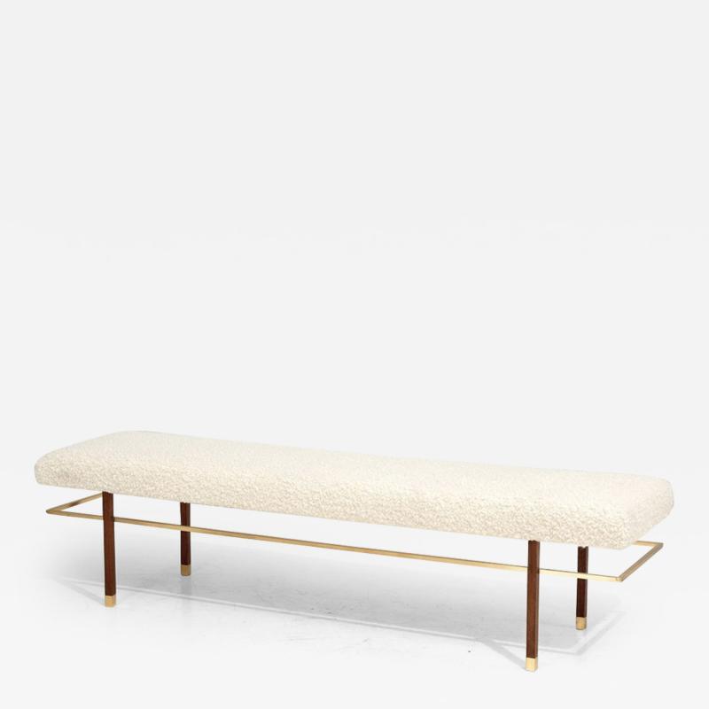 Harvey Probber Brass Frame Bench in Boucle 1950