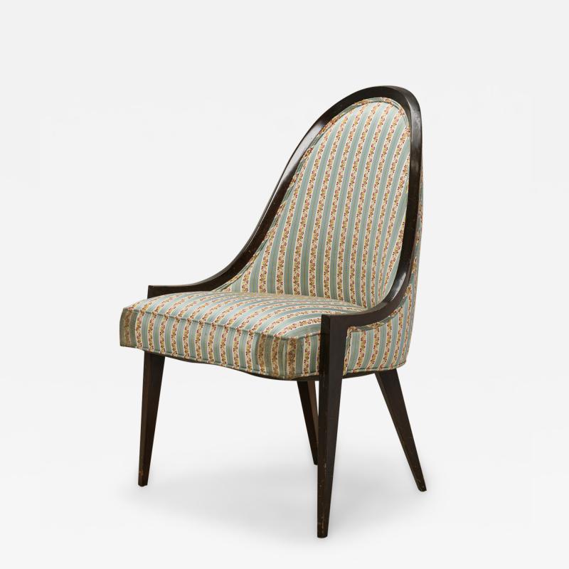 Harvey Probber Harvey Probber American Gondola Mahogany and Striped Upholstery Side Chair