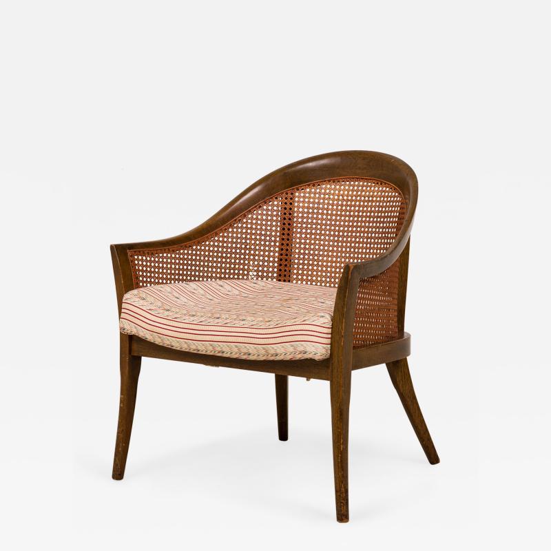 Harvey Probber Harvey Probber American Wood Caning and Striped Upholstery Armchair