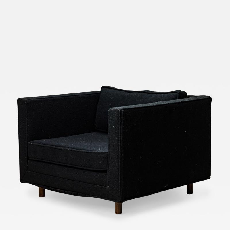 Harvey Probber Harvey Probber AmericanCube Form Black Textured FabricLounge Armchair
